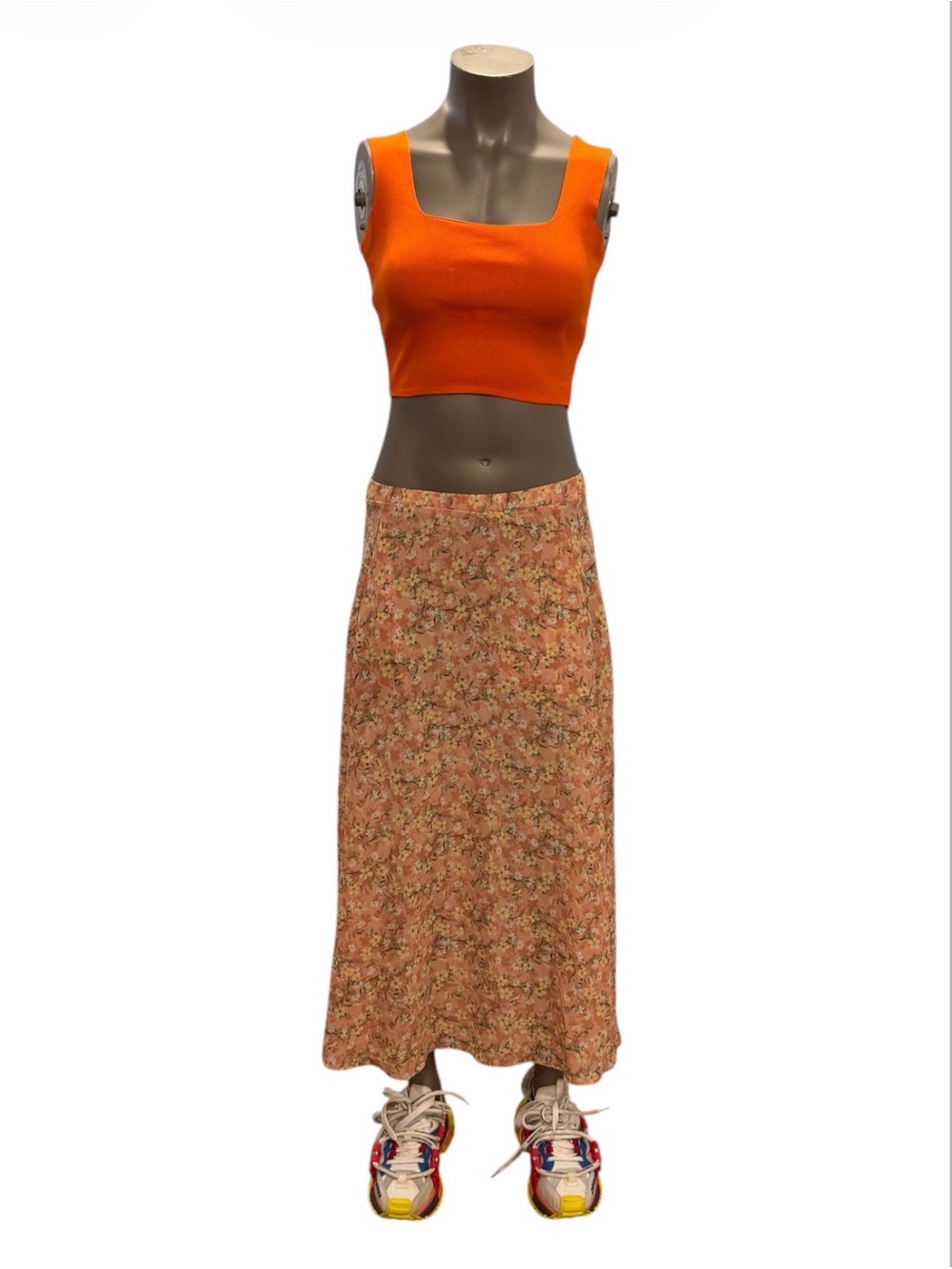 Max Studio Floral Smocked Midi Skirt S Like New Boho with Pockets